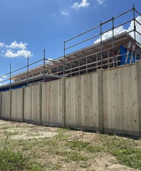Vertical Laminata fence on a designer home at Bridleways estate, Cambridge